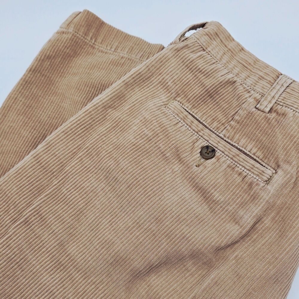 Izod Chino Corduroy Pants Men's 38 x 30 Tan Flat Front